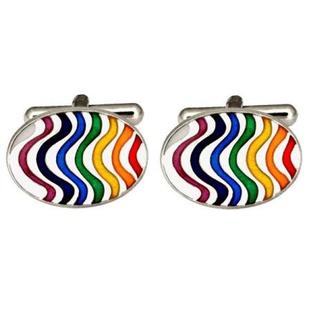 Rainbow Wave Enamel Cufflinks
