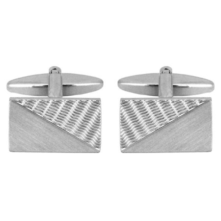 Silver Engine Turned Rhodium Plated Cufflinks #90-1130