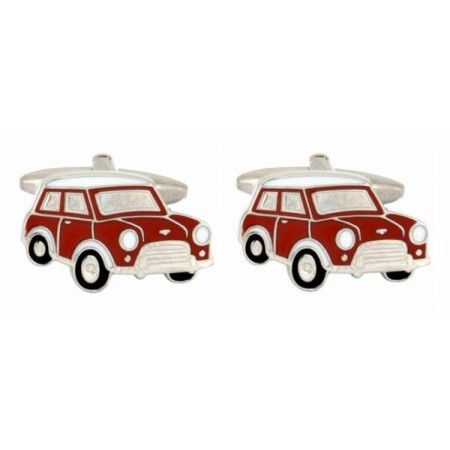 Red Mini Car Rhodium Plated Cufflinks #90-1208
