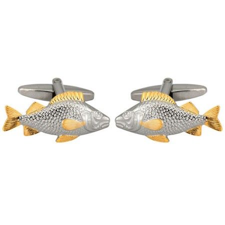 Silver Fish Gold and Rhodium Plated Cufflinks #90-1216