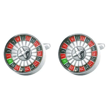 Silver Roulette Rhodium Plated Cufflinks #90-1220