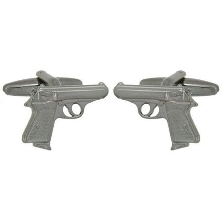 Grey Walther PPK Gun Rhodium Plated Cufflinks #90-1290