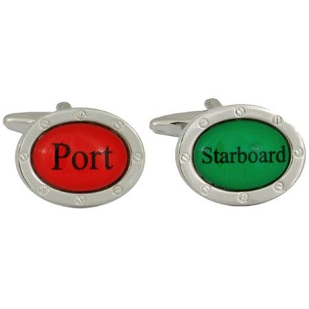 Silver Port & Starboard Rhodium Plated Cufflinks #90-1292