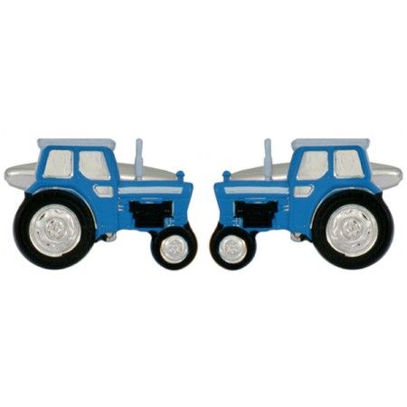 Blue Tractor Rhodium Plated Cufflinks #90-1296
