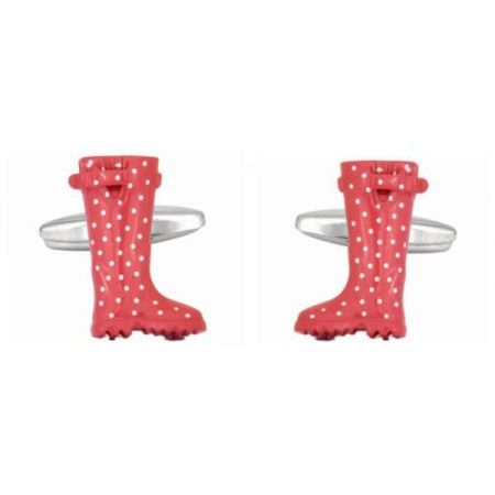 Pink Wellies Rhodium Plated Cufflinks #90-1342