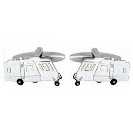 White Caravan Rhodium Plated Cufflinks #90-1344
