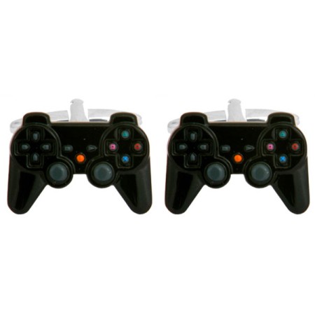 Black PS3 Controller Rhodium Plated Cufflinks #90-1346