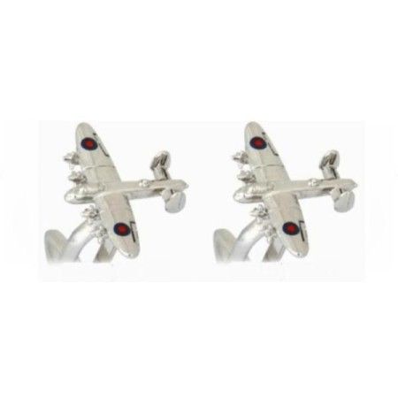 Silver Lancaster Bomber Rhodium Plated Cufflinks #90-1365