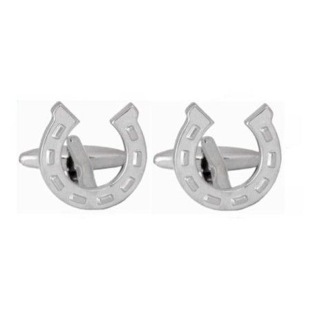 Silver Horseshoe Rhodium Plated Cufflinks #90-1368