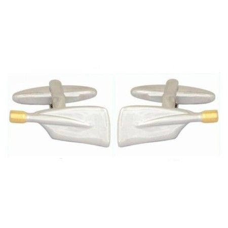 Silver Rowing Blade Gold and Rhodium Plated Cufflinks #90-1375