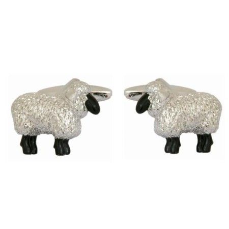 Silver Sheep Rhodium Plated Cufflinks #90-1407