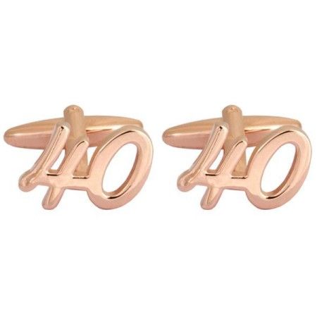 Rose Gold No. 40 Celebration Gold Plated Cufflinks #90-1414