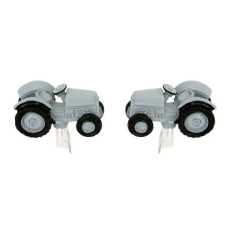 Grey Vintage Tractor Rhodium Plated Cufflinks #90-1432