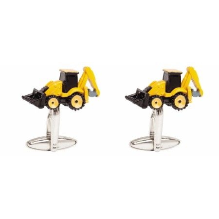 Yellow Digger Rhodium Plated Cufflinks #90-1470