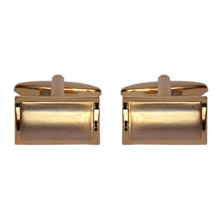 Gold Shiny & Brushed Rectangle Gold Plated Cufflinks #90-2214