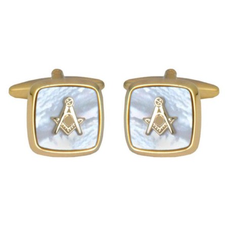 Gold Mother of Pearl Masonic Cufflinks #90-2820