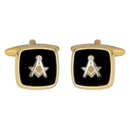 Gold Onyx Masonic Cufflinks #90-2821