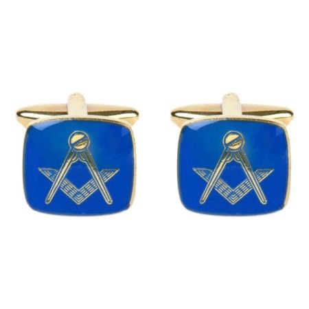 Blue Masonic Cushion Gold Plated Cufflinks #90-2826