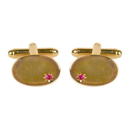 Gold Ruby Star Gold Plated Cufflinks #90-9000