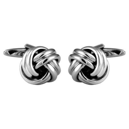 Silver Knot Rhodium Plated Cufflinks #90-9034
