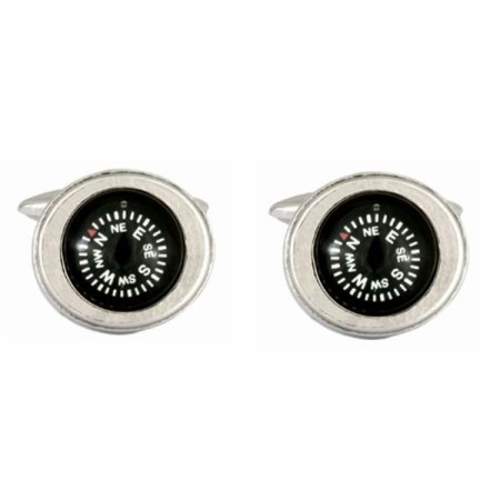 Silver Compass Cufflinks #90-9079