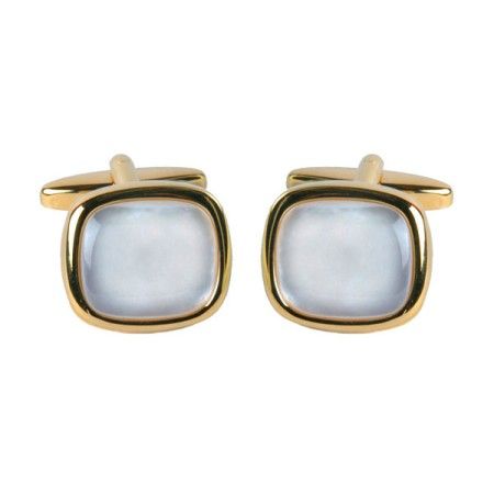 Gold Large Mother of Pearl Cushion Gold Plated Cufflinks #90-9108