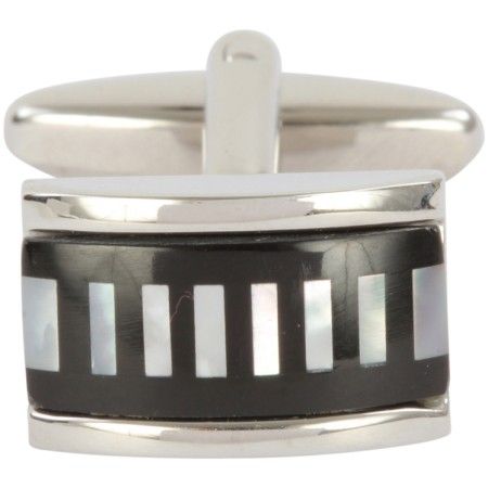 Silver Mother of Pearl & Onyx Cufflinks #90-1524