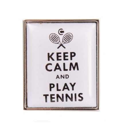 White Keep Calm and Play Tennis Cufflinks #90-1544
