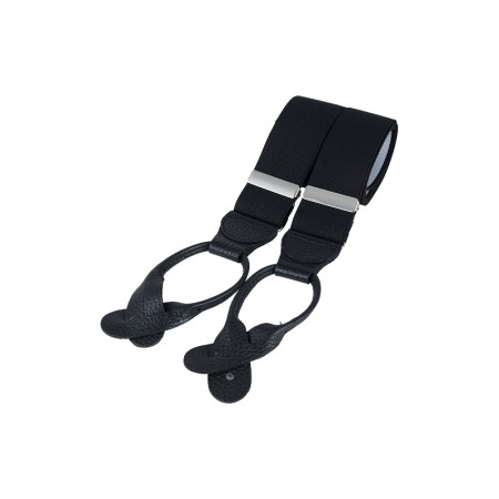 Black Rolled Leather Braces #BR-029