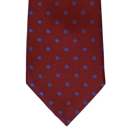 Wine Blue Spot Woven Tie #F1449/10