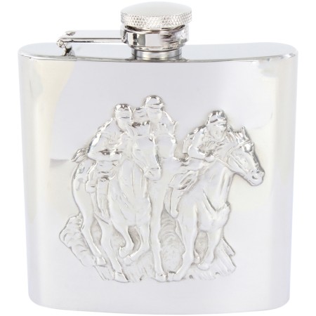 Silver Horseracing Stainless Steel Hip Flask #HF-09