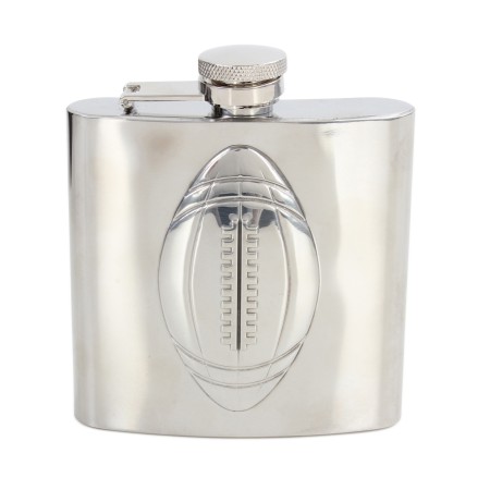 Silver Rugby Stainless Steel Hip Flask #HF-12