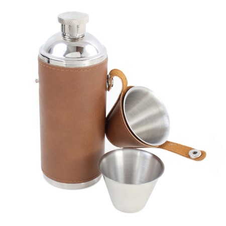 Brown Hunter Stainless Steel Hip Flask #HF-17