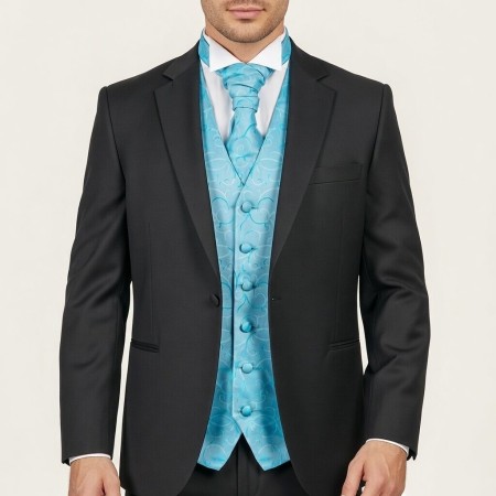 Turquoise Modern Scroll Formal Waistcoat #AB-WWA1002/2 ##LS