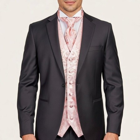 Peach Swirl Leaf Formal Waistcoat #AB-WWA1000/7 ##LS