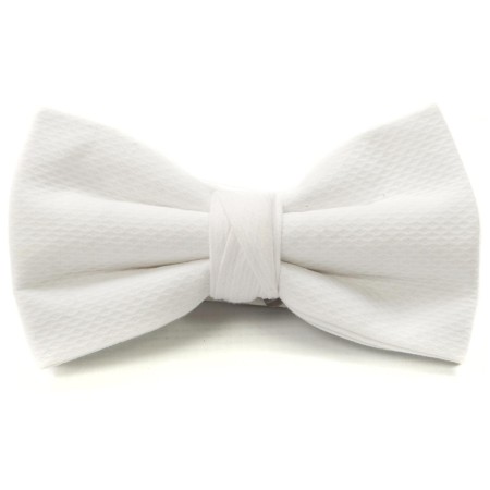 White Marcella Bow Tie – Pre-Tied Cotton Piqué for Traditional White Tie