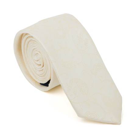 Cream Budding Paisley Slim Tie #AB-C1003/9