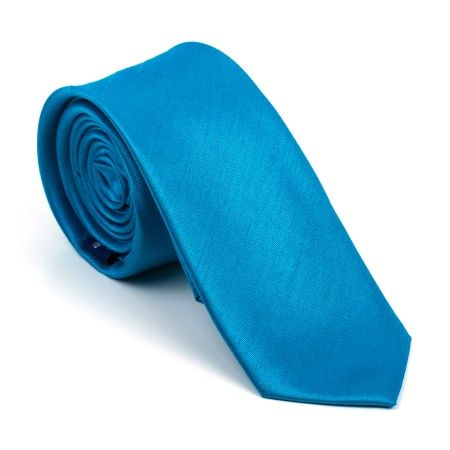 Crystal Teal Shantung Slim Tie