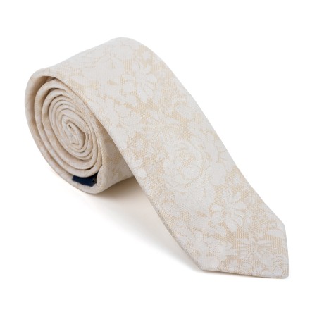 abel and burke Cloud Cream Floral Slim Tie #AB-C1012/2 