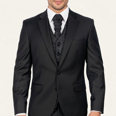 Black on Black Swirl Leaf Wedding Waistcoat #AB-WWA1000/3