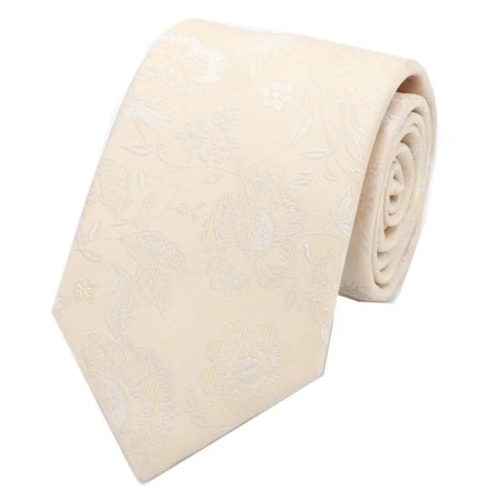 Cream Floral Tie #F1629/11