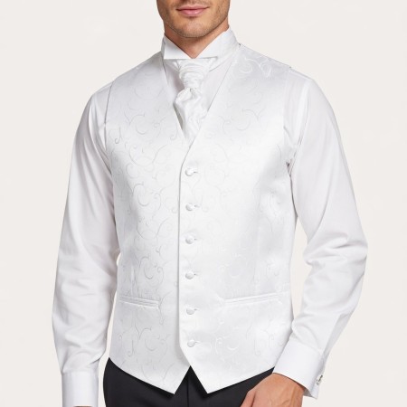 Ivory Modern Scroll Formal Waistcoat #AB-WW1002/4