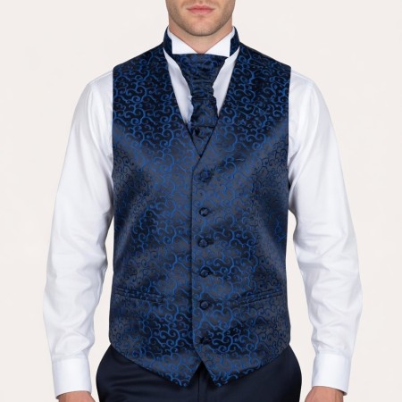 Navy on Black Royal Swirl Waistcoat #AB-WWA1001/9