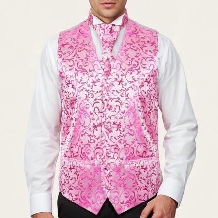 Hot Pink Swirl Leaf Wedding Waistcoat #AB-WWA1000/5 ##LS