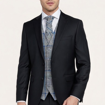 Licorice Black Check Waistcoat #AB-WWA1007/1 