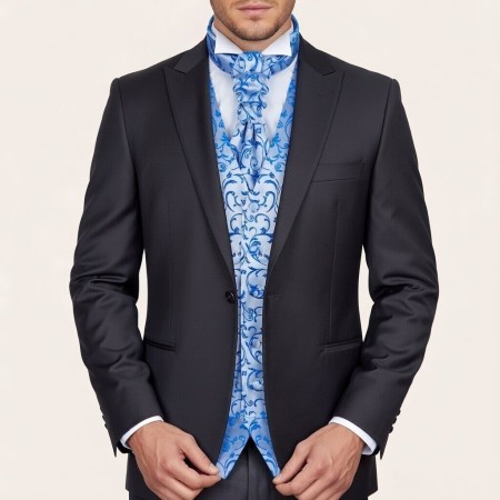 Blue Swirl Leaf Wedding Waistcoat #AB-WWA1000/18