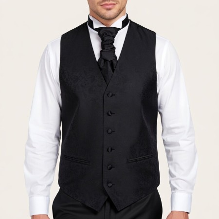 Black on Black Budding Paisley Formal Waistcoat #AB-WWA1003/4