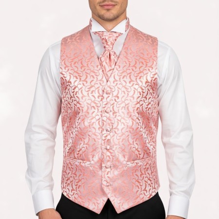 Coral Vintage Vine Formal Waistcoat #AB-WW1004/2