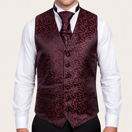 Wine on Black Royal Swirl Waistcoat #AB-WWA1001/10