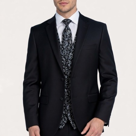 Moonlight Black Budding Paisley Formal Waistcoat #AB-WWA1003/5 ##LS